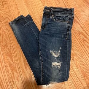 Express Dark Blue Mid-Rise Leggings 00 SHORT